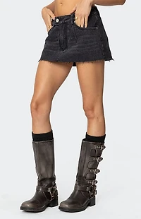 Edikted Clementine Low Rise Denim Micro Skort