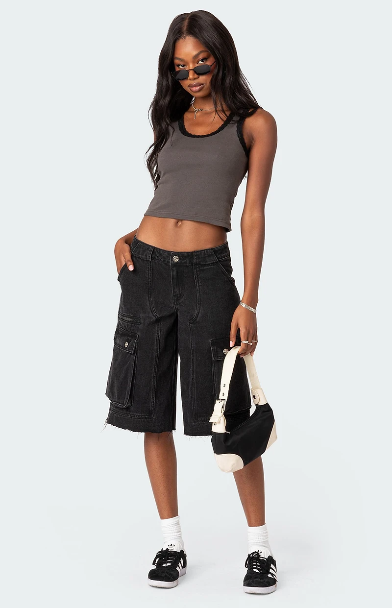 Edikted Alix Lacey Ribbed Tank Top