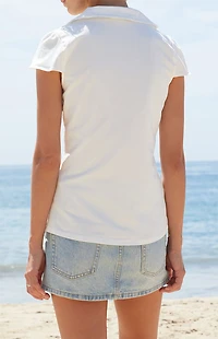 John Galt White Rue Collared Top