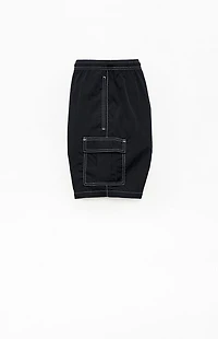 Pacsun Black Baggy Cargo Crinkle 8" Swim Trunks