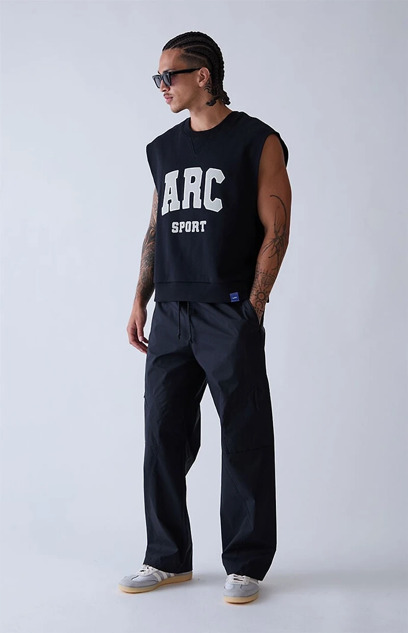 A.R.C. Black Sport Cut Off Muscle Crew Neck Sweatshirt