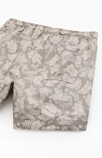 Pacsun Tan Flower 6.5" Swim Trunks