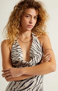Third Charm Addy Zebra Sequin Cowl Mini Dress