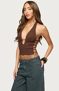 Edikted Aneera Cutout Plunging Halter Top