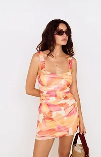 MINKPINK Solana Floral Mesh Mini Dress