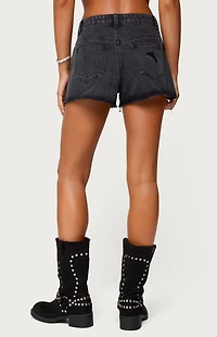 Edikted Fern Mid Rise Denim Shorts