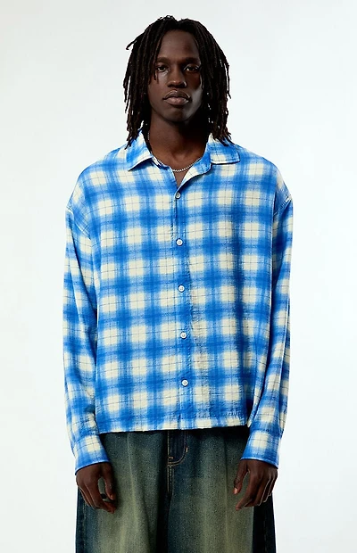 Pacsun Blue Plaid Sandy Long Sleeve Shirt