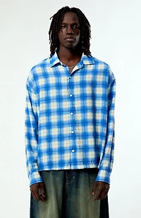 Pacsun Blue Plaid Sandy Long Sleeve Shirt