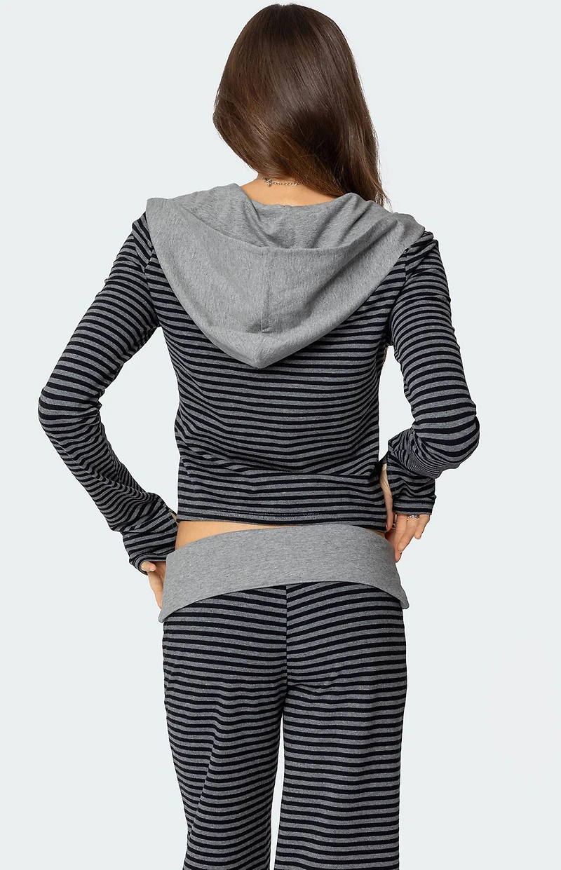 Edikted Meggy Striped Zip Up Hoodie