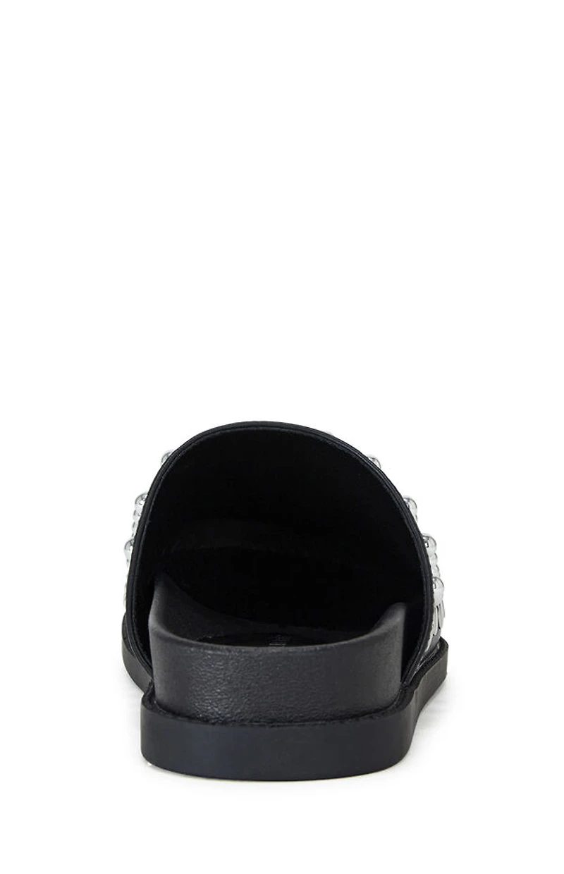 AZALEA WANG Women's Black Faux Leather Studded Traverse Mules