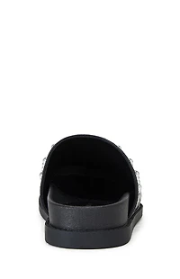 AZALEA WANG Women's Black Faux Leather Studded Traverse Mules