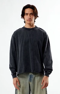 Pacsun Washed Black Premium Cropped Long Sleeve T-Shirt