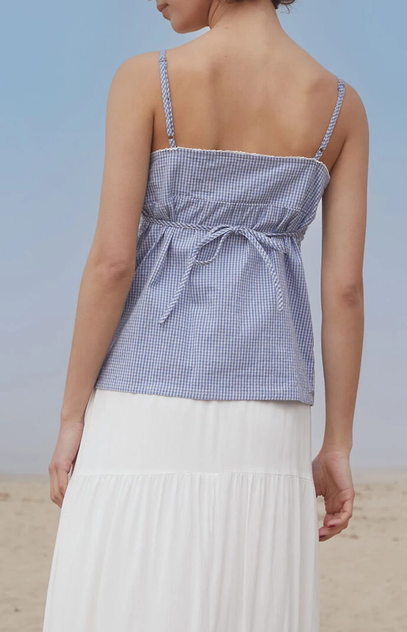 John Galt Blue & White Gingham Edith Tank Top