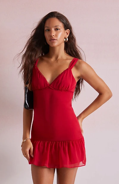 Beverly and Beck Zoey Chiffon Asymmetrical Mini Dress