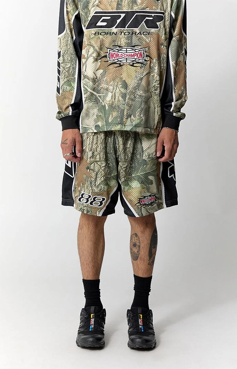 Pacsun Camo Mesh Embroidered Shorts