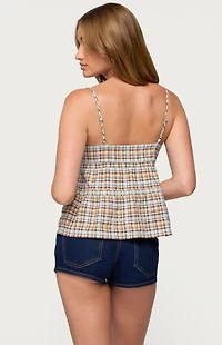 Edikted Mirena Tie Front Plaid Top
