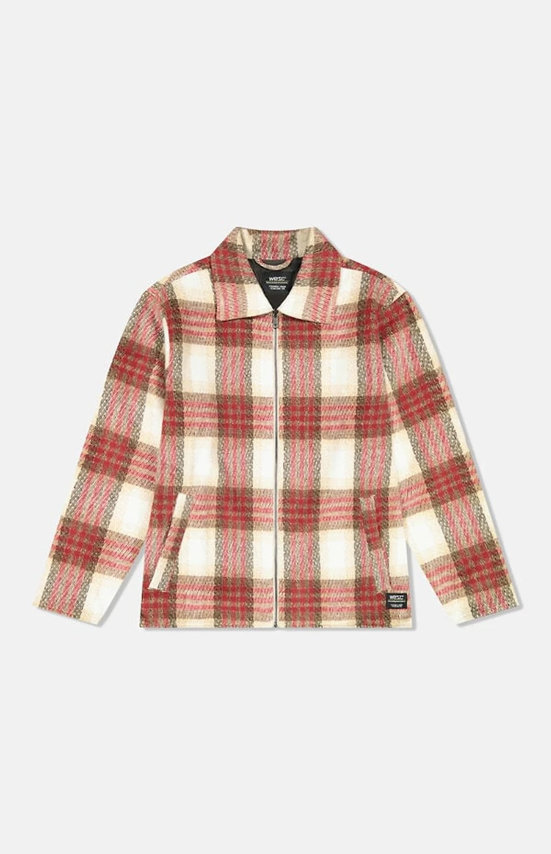 WeSC America Inc Red Full Zip Flannel Jacket