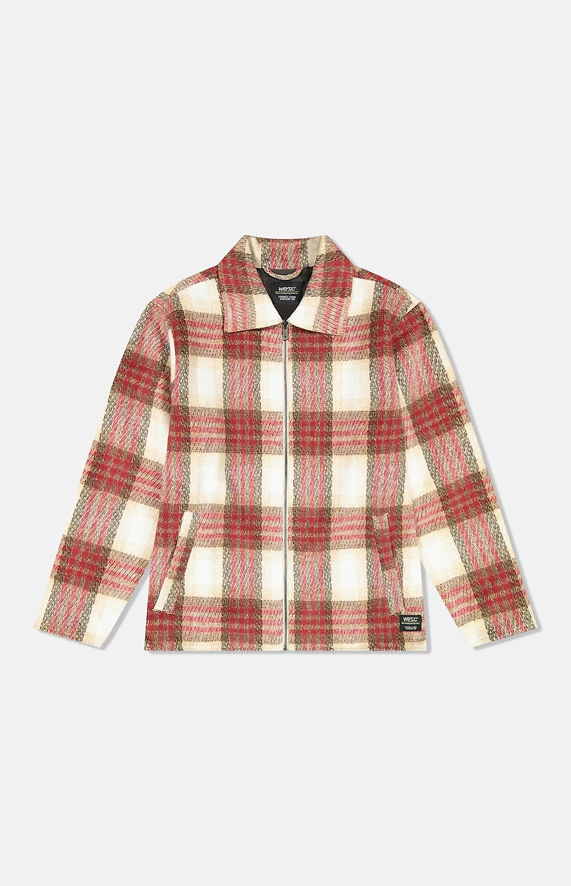 WeSC Red Full Zip Flannel Jacket