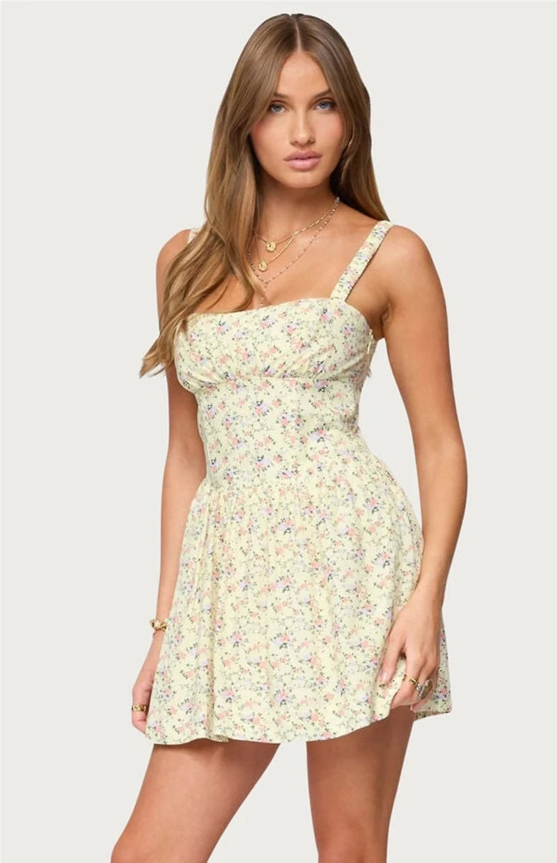 Edikted Sadee Ruched Floral Mini Dress