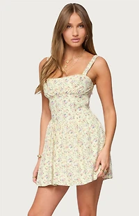 Edikted Sadee Ruched Floral Mini Dress