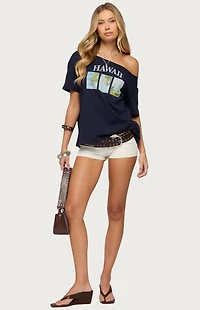 Edikted Hawaiian Babe Off Shoulder T-Shirt