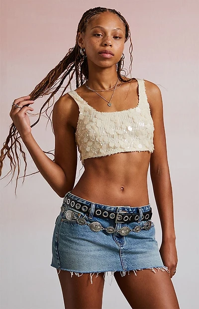 Third Charm Tatianna Sequin Micro Tank Top