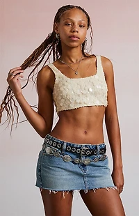 Third Charm Tatianna Sequin Micro Tank Top