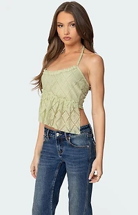 Edikted Asymmetric Lace Halter Top