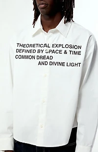 Pacsun White Common Space Solid Long Sleeve Oxford Shirt