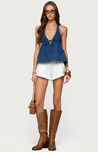 Edikted Safia Denim Halter Top
