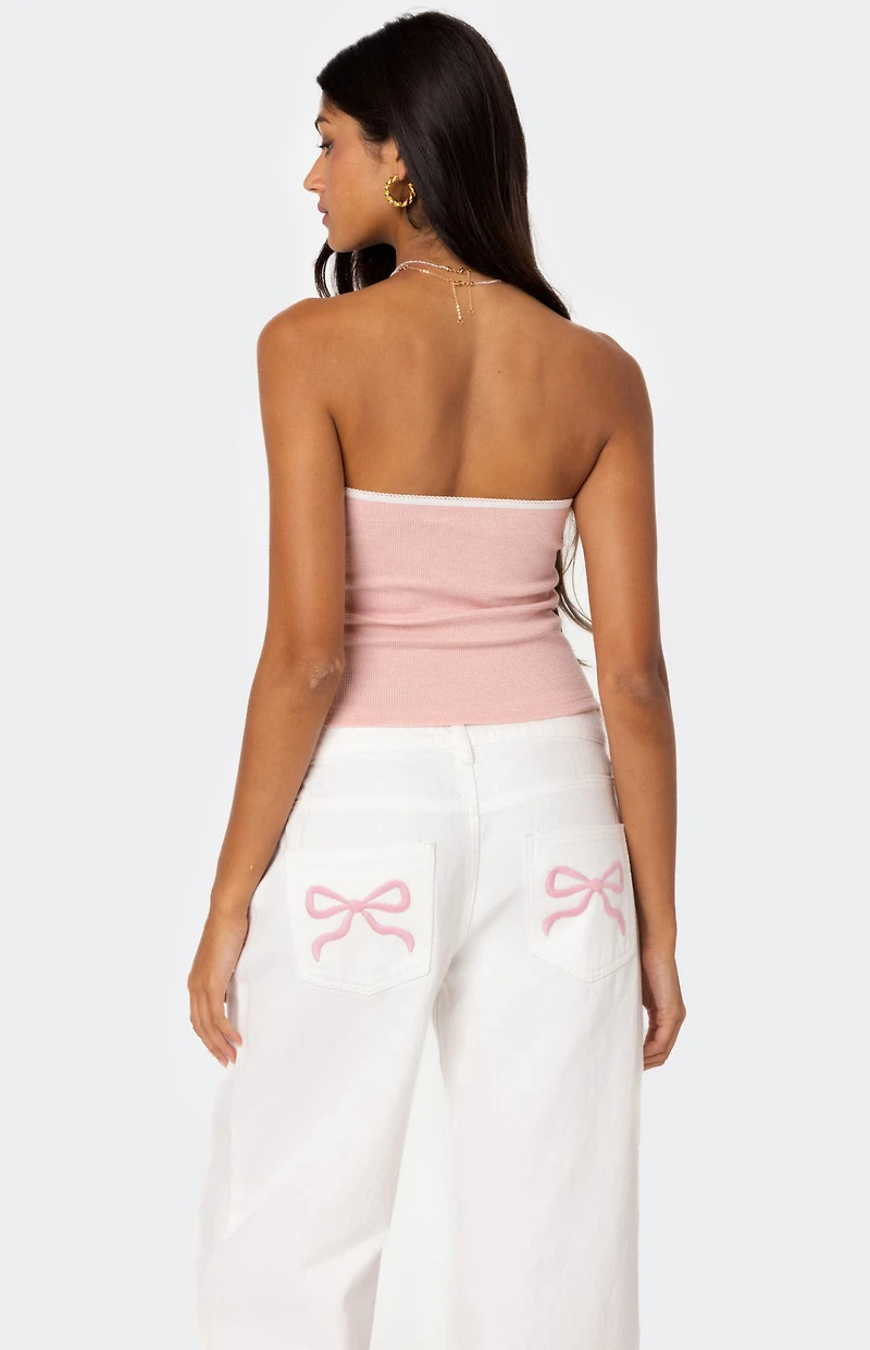 Edikted Kacey Strapless Waffle Tube Top