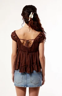 Your Favorite Ellie Lace Trim Button Front Top