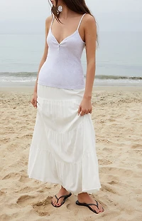 John Galt Heather Grey Lorene Button Tank Top