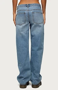 Edikted Juju Distressed Low Rise Baggy Jeans