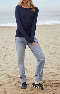 John Galt Navy Leah Long Sleeve Top