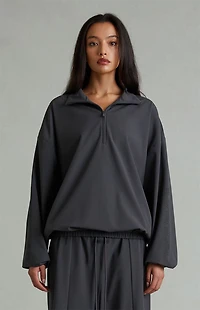 Fear of God ESSENTIALS Women's Iron Gray Classic Half Zip Sweatshirt