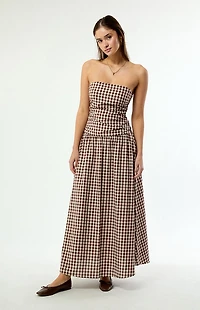 Your Favorite Gemma Strapless Gingham Maxi Dress