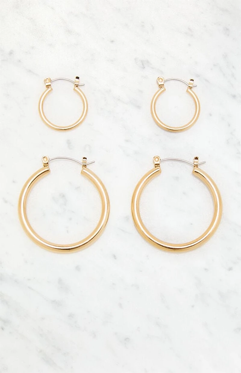 John Galt 2 Pack Gold Hoop Earrings