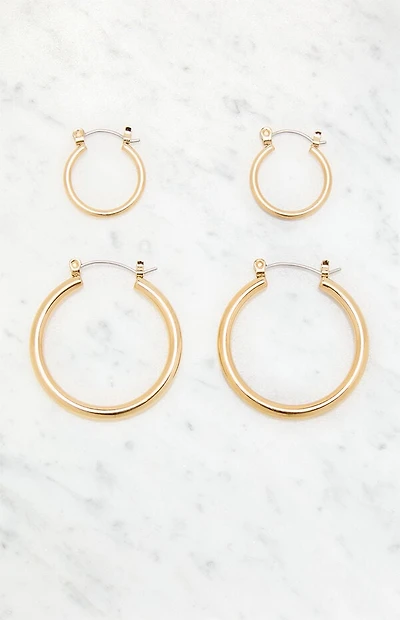John Galt 2 Pack Gold Hoop Earrings