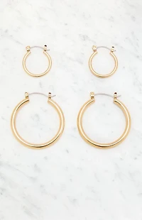 John Galt 2 Pack Gold Hoop Earrings