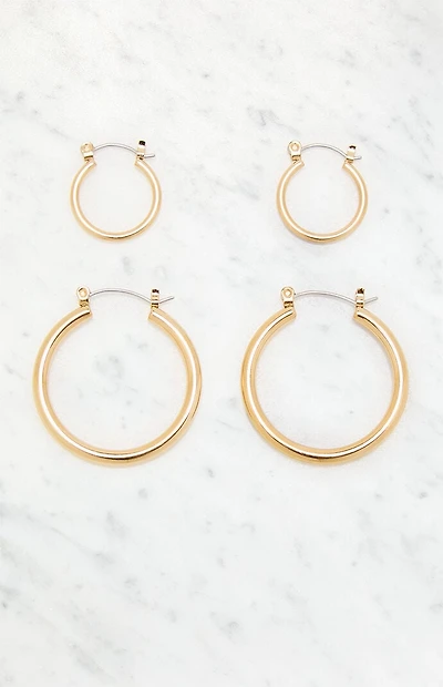 John Galt 2 Pack Gold Hoop Earrings