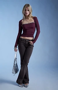 Third Charm Natalia Shell Button Long Sleeve Top