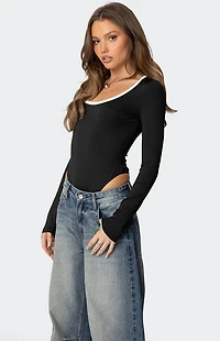 Edikted Contrast Scoop Neck Bodysuit