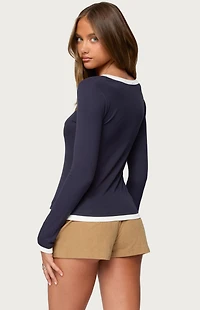 Edikted Contrast Layered Look Henley Top