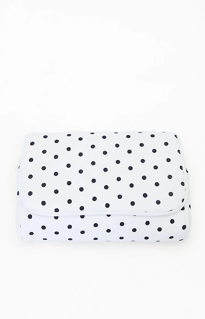 John Galt White Polka Dot Makeup Bag
