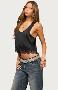 Edikted Onie Lace Satin Tank Top