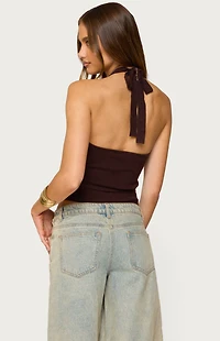 Edikted Kez Belted Knit Halter Top