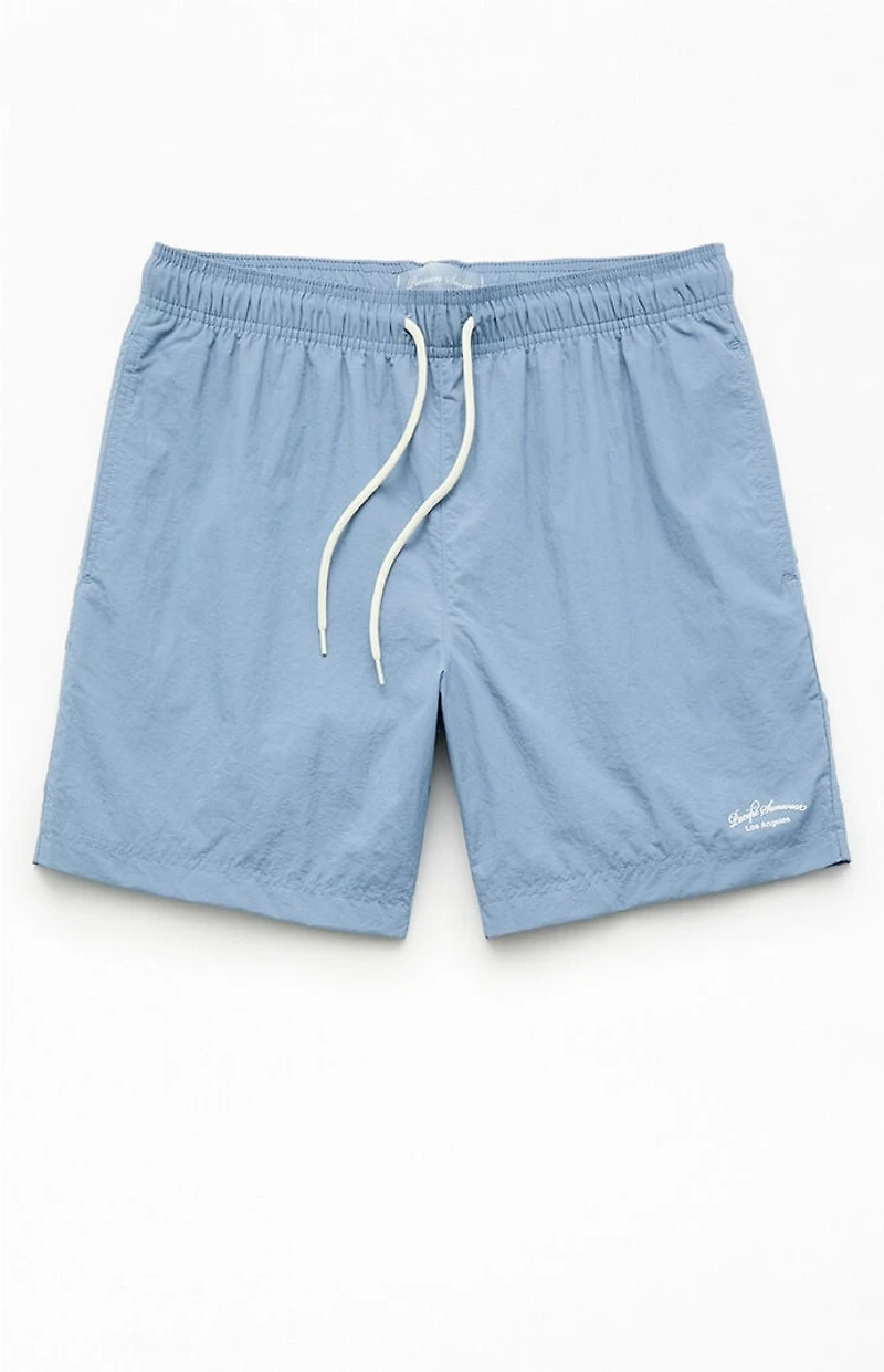 Pacsun Blue Collegiate Solid 6.5" Swim Trunks