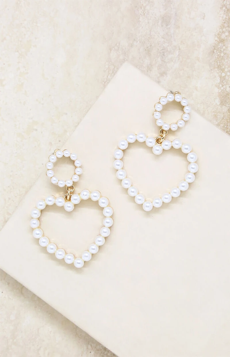 Ettika Loving Pearl Heart Earrings