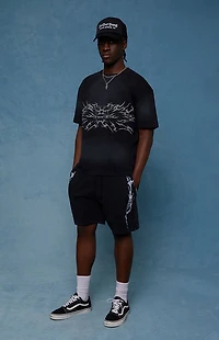 Pacsun Black Graphic Fleece Volley Sweat Shorts